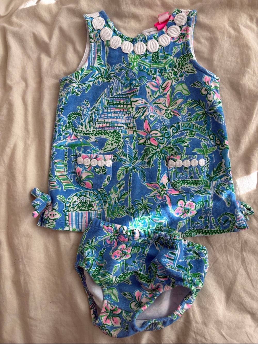 Lilly Pulitzer Blue Tropical Floral Tank and Bloomers Set